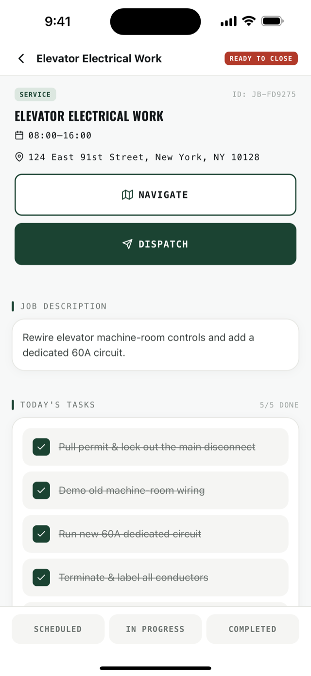 Details, tasks & directions