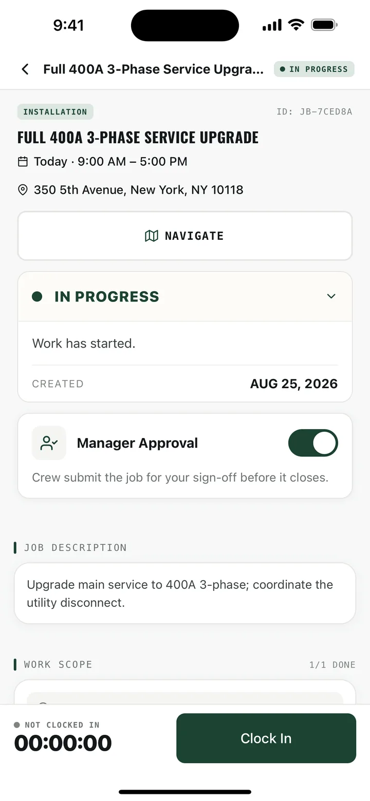 Job details, tasks & directions